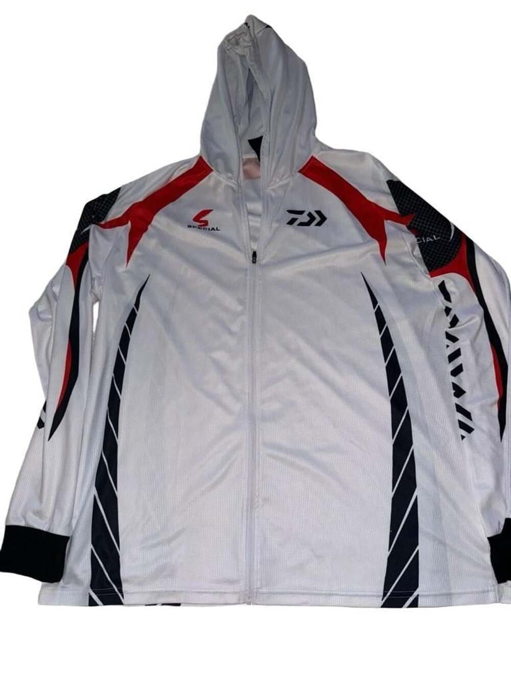 Daiwa Special Full Zip Hoodie Size 3XL White Red Black Cycling
